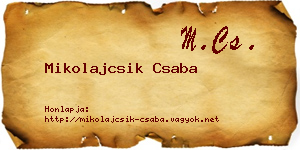 Mikolajcsik Csaba névjegykártya